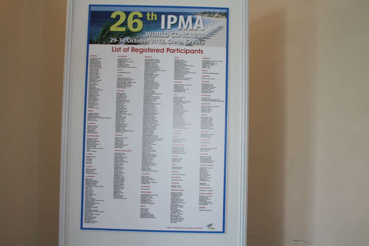 Participation in IPMA annual World Congress, October 2012, Crete, Greece